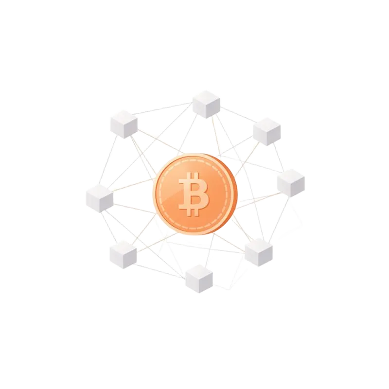 Bitcoin Netzwerk Illustration – dezentrales Zahlungssystem